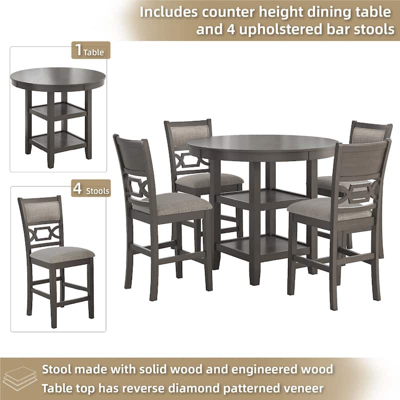 Signature Design by Ashley Langwest Counter Height Dining Table and 4 Barstools (Set of 5)