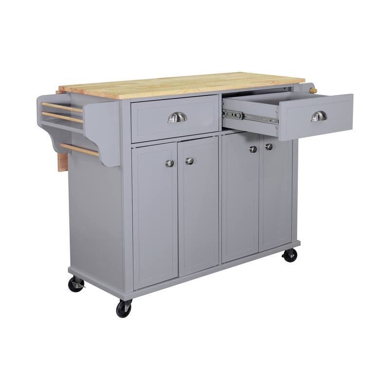 Cambridge Natural Wood Top Kitchen Island With Storage(no include stool)