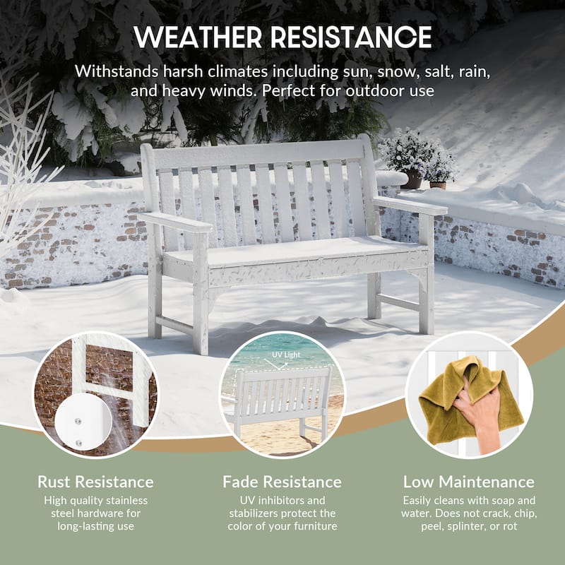 Polytrends Laguna 3-Piece Outdoor Patio Bench Set With Coffee Table