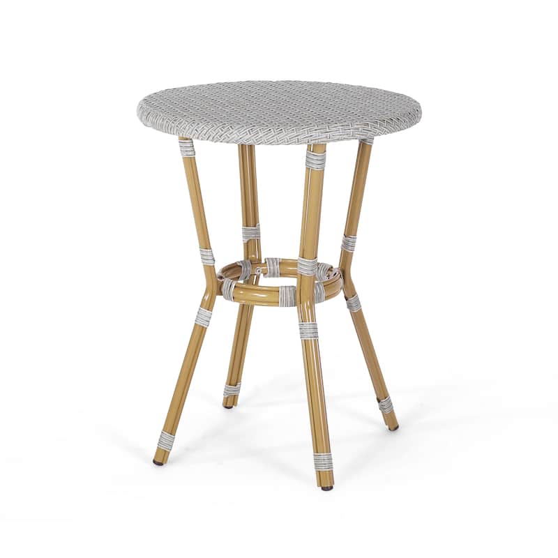 Picardy Outdoor Aluminum and Wicker Outdoor French Cafe Table by Christopher Knight Home - 21.75"L x 21.75"W x 28.50"H