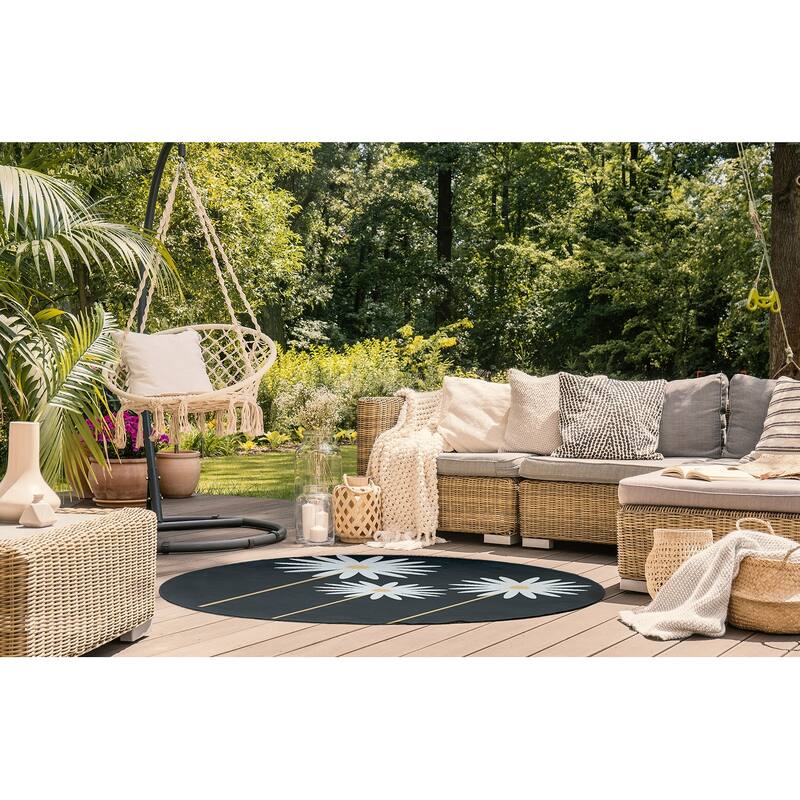 Floral Print Spring Chenille Indoor/Outdoor Rug