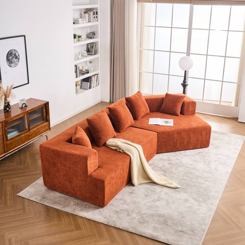 Deep Seat Modern Memory Foam Sofa with Chenille Fabric