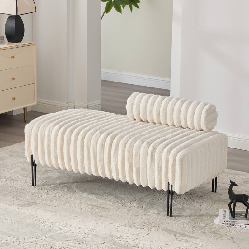 49.6"W Oversized Modern Upholstered Bench Ottoman with Metal Legs