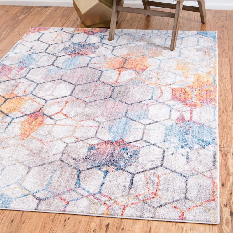 Contemporary Transport Collection Area Rug - White - 7'x10'
