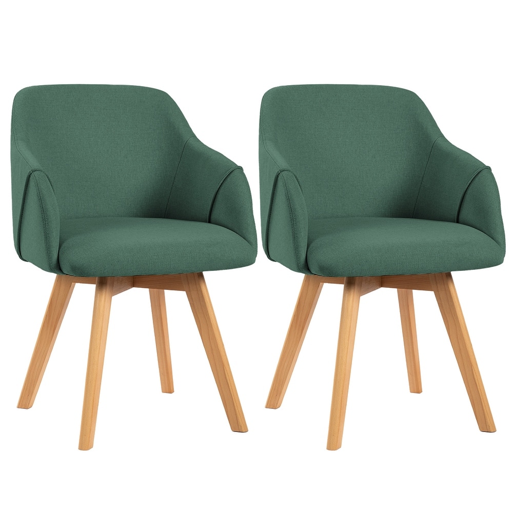 Upholstered Swivel Dining Chairs Set of 2 with Solid Wood Legs - 33.1" H x 21.5" W x 22.5" D