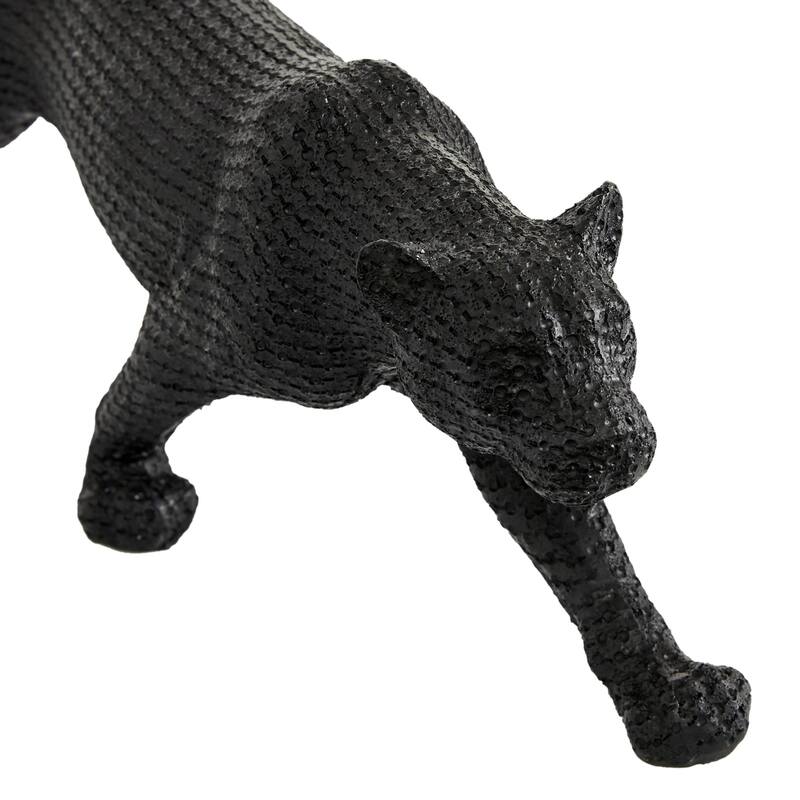 Black Polystone Leopard Decorative Sculpture (Set of 2)