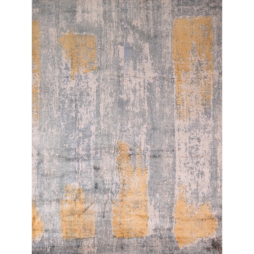 Contemporary Abstract Indian Area Rug Handmade Wool Carpet - 8'0" X 9'8"