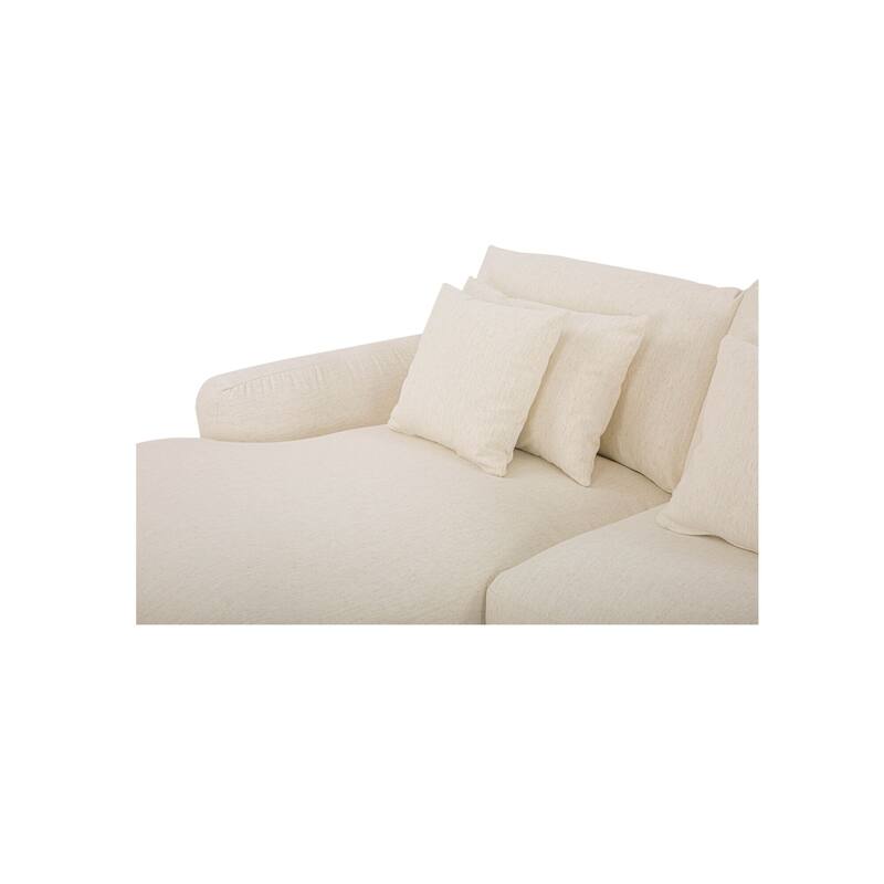 NADAAL STUDIOS Avelyn Left-Facing Sectional, Pillow-Soft Seating with Faux Feather Fill and Oat Fabric Upholstery