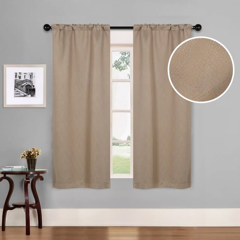 Superior Zuri Washable Room Darkening Curtains, Set of 2 Panels - 26"x63" - Tan