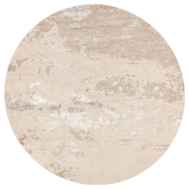 Cisco Abstract Area Rug - 8' Round - Light Gray/Silver