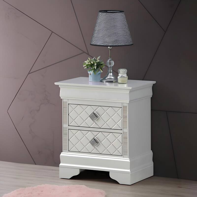 Silver Champagne Nightstand with Two Drawers - Champagne