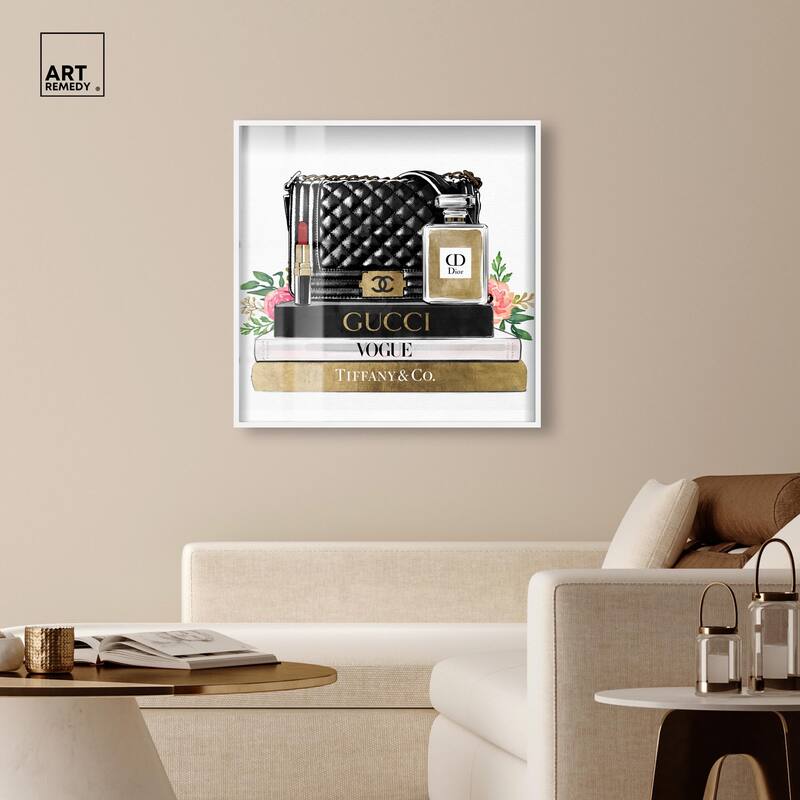 Luxury Paris Handbag and Books Shadowbox by Art Remedy