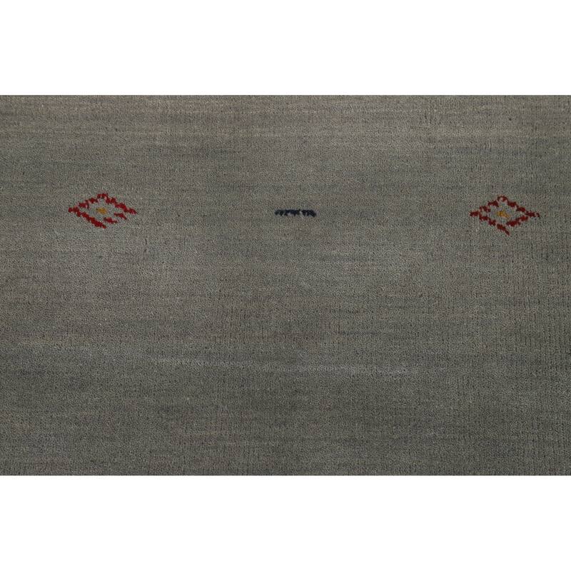 Hand Knotted Oriental 100% Wool Carpet Tribal Stripe Greys & Charcoal Gabbeh Area Rug - 5' 9'' X 4' 3''