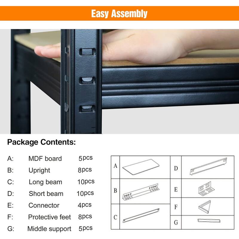 5 Tier Heavy Duty Adjustable Garage Storage Shelves