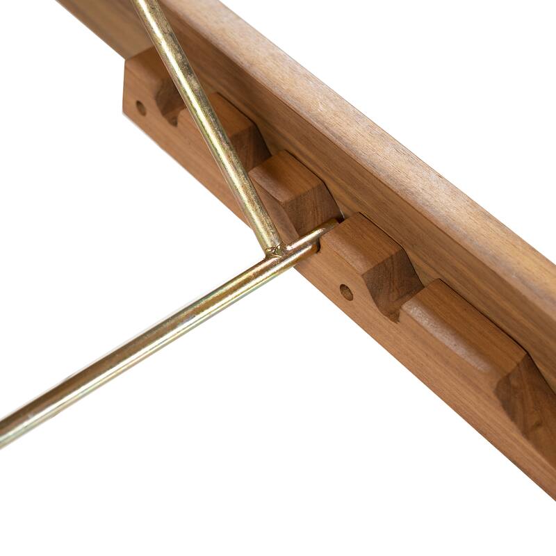 Roomfitters Outdoor Acacia Wood Chaise Lounge with Adjustable Backrest and Cushioned Seat for Patio or Poolside, Dark Gray