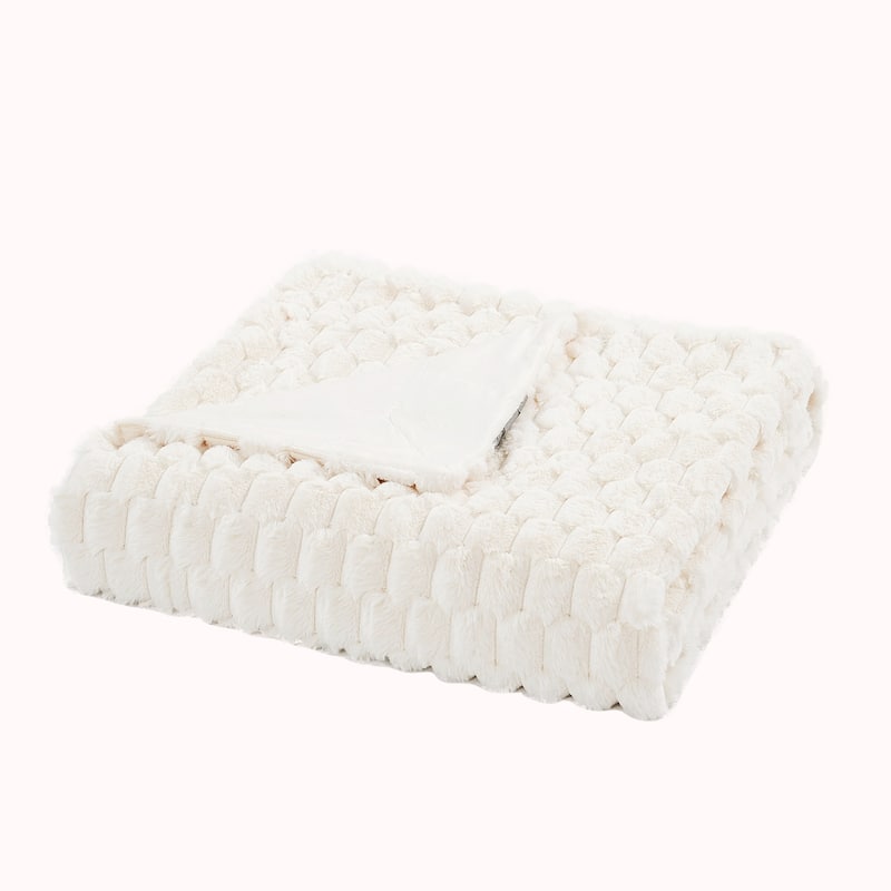 Home Soft Things Cozy Soft Plush Textured FauxFur Throw Blanket
