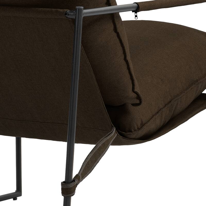 Modern Metal Frame Upholstered Sling Accent Armchair