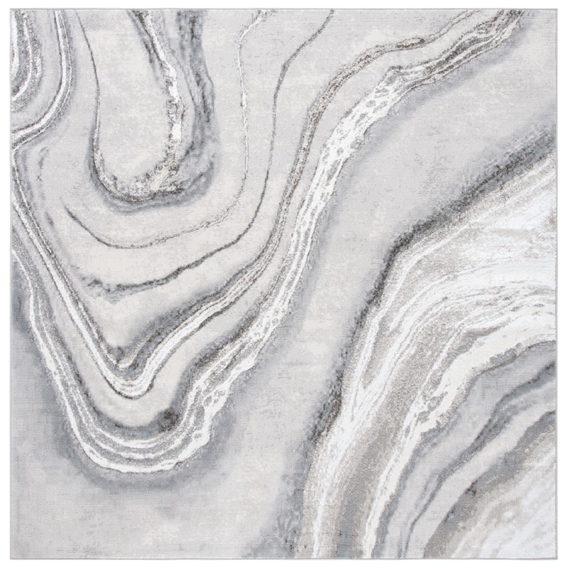 SAFAVIEH Orchard Clella Modern Abstract Rug - 3' Square - Grey/Ivory