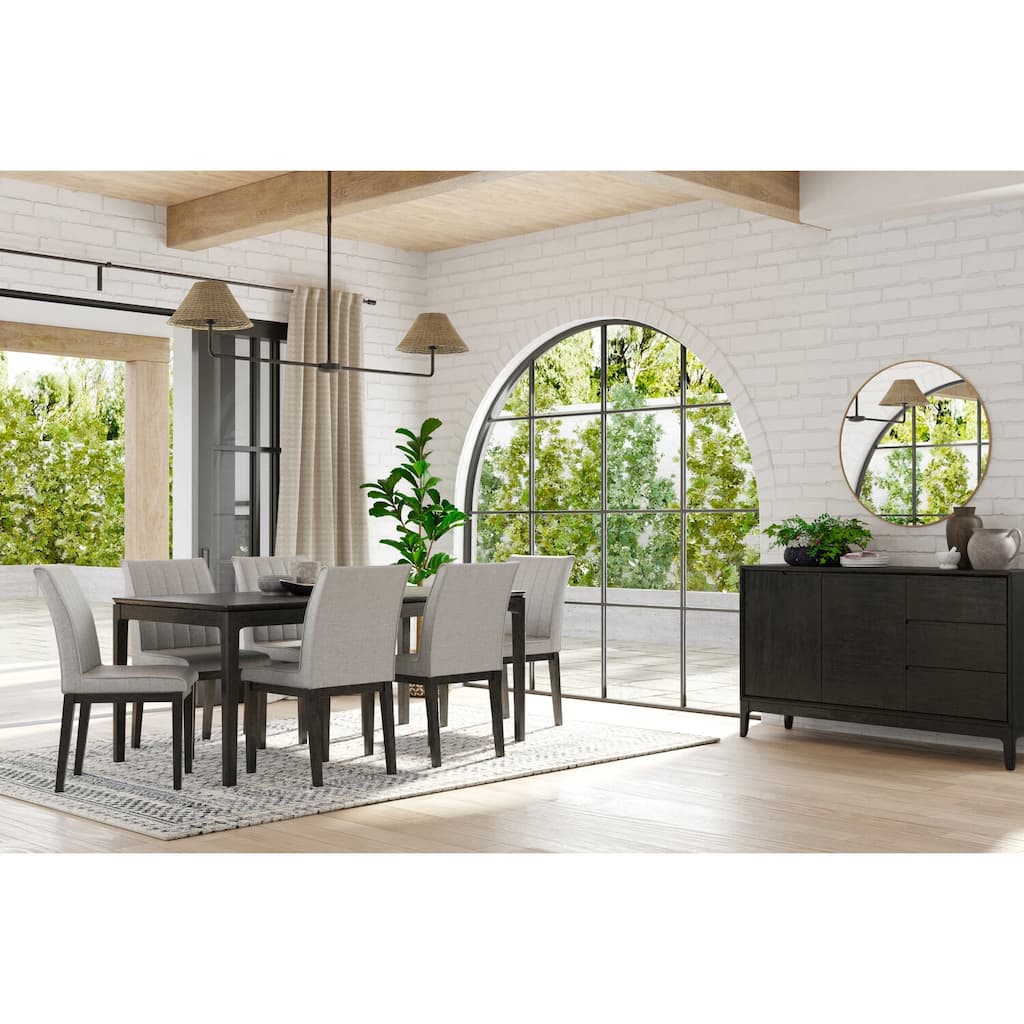 Rectangular Dining Table - Black Finish with Art Deco Design, Seats 6 to 8 People in Dining Room - 72