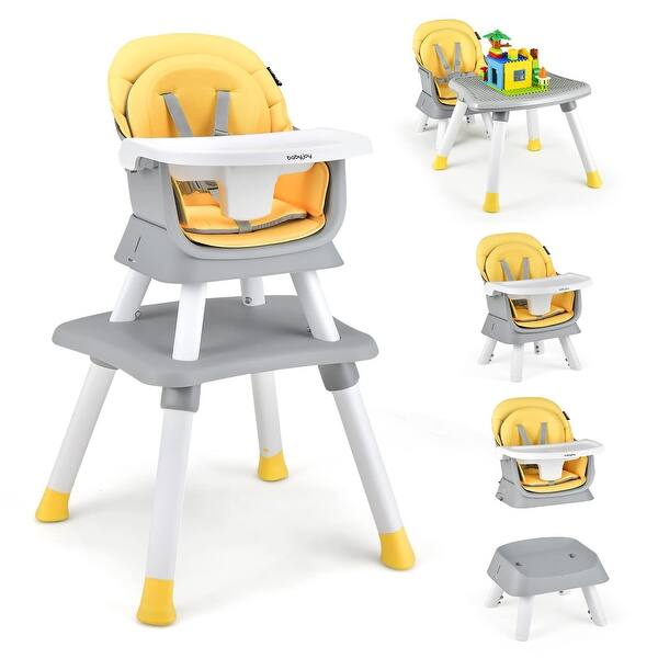 slide 2 of 35, Baby High Chair, 8 in 1 Convertible Highchair, Table & Chair Set | Toddler Chair w/Safety Harness, Removable Tray Yellow