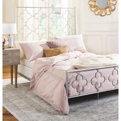 SAFAVIEH Bedding Morris Lattice Metal Queen size bed - Antique Silver