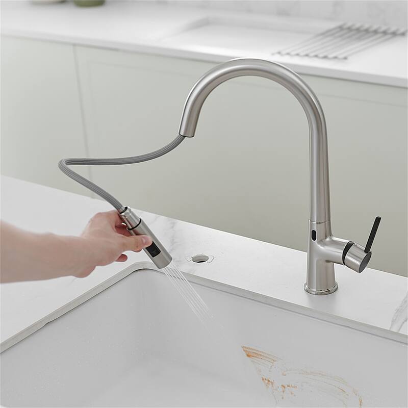 Touchless Kitchen Faucet With Pull Down Sprayer Single Handle Kitchen Sink Faucet One Hole Laundry Vanity Smart Hand-Free Taps