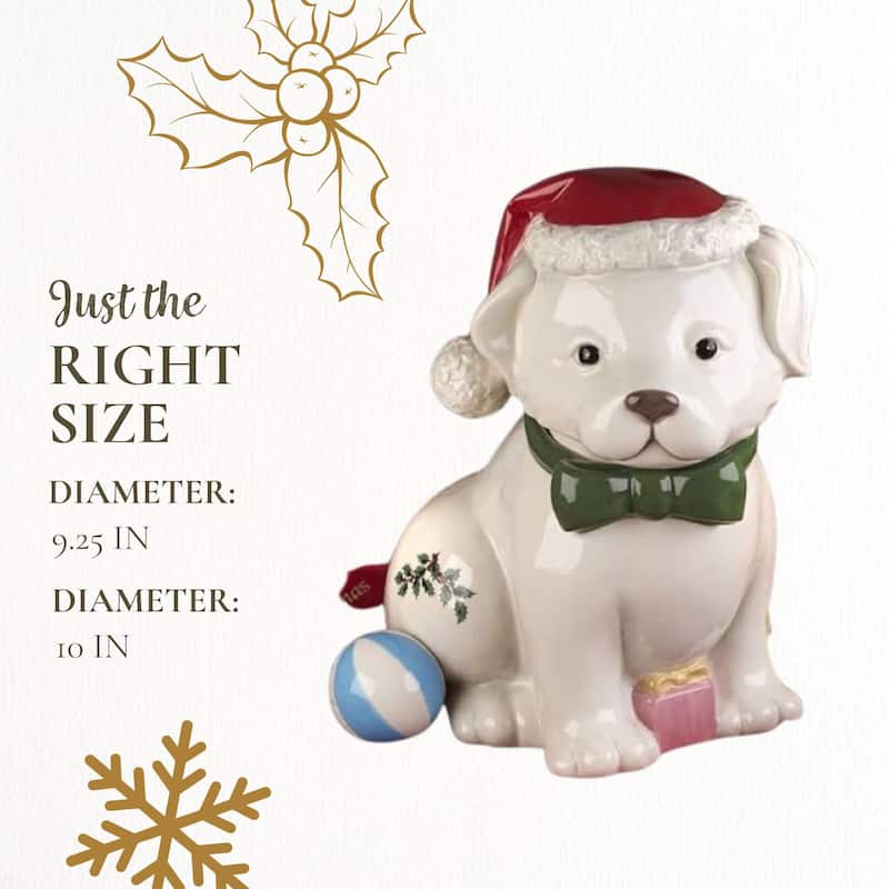 Spode Christmas Tree Puppy Cookie Jar - 9.25" D x 10" H