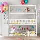preview thumbnail 1 of 9, House Bed with Roof Design Twin/Twin House Bunk Bed With Shelves And Drawers,Sturdy Construction Loft Bed White