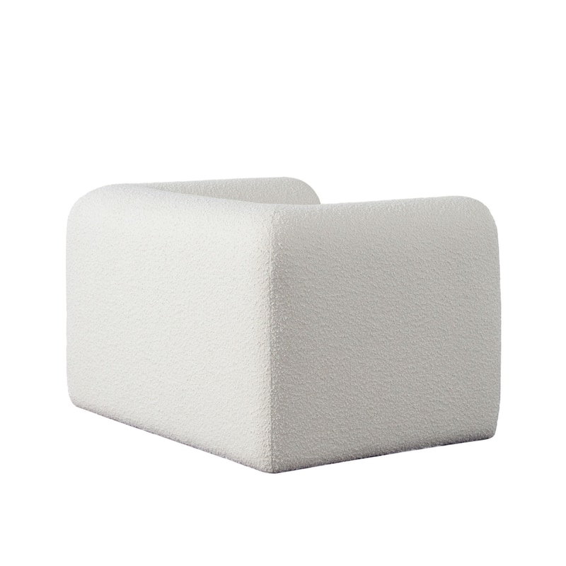 Foxo Retro Oversize Chair, Padded Ivory Velvet, 44 Inch Wide, Solid Wood