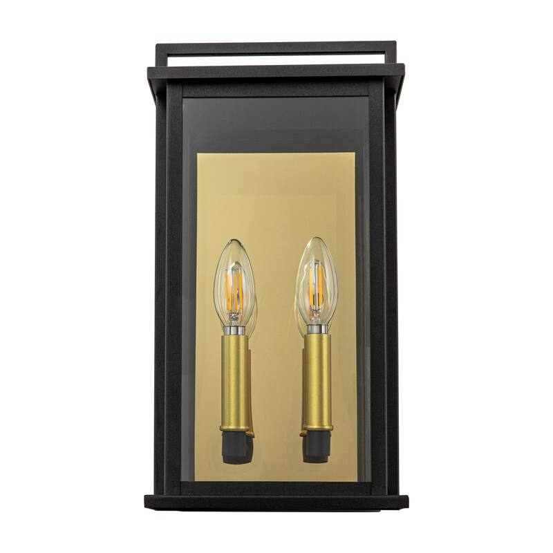 Outdoor Wall sconce with gold candelabra interior - Black