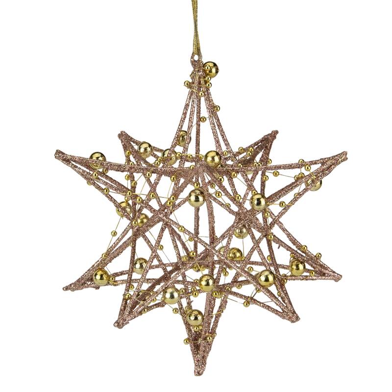 Starburst 3-D with Glitter and Beads Christmas Ornament - 5" - Rose Gold