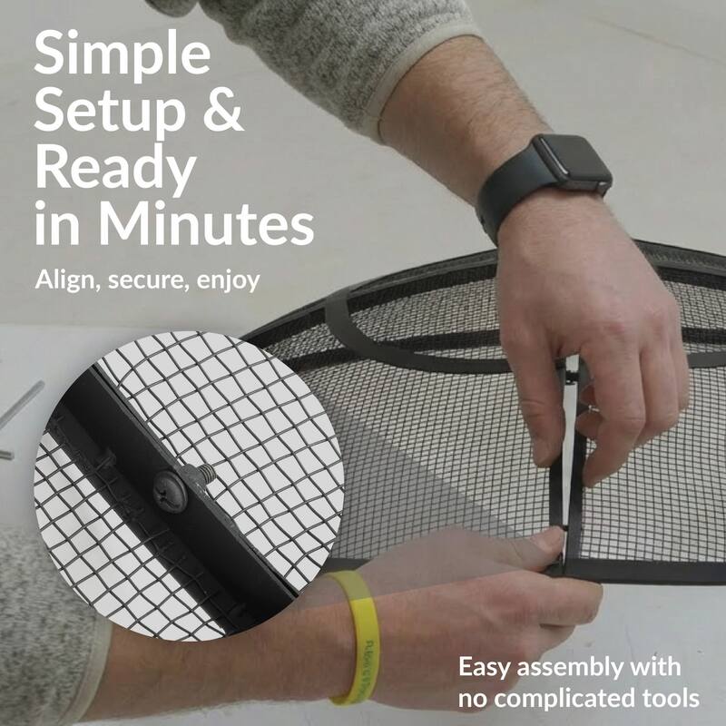 Sunnydaze Round Outdoor Fire Pit Spark Screen - 40" Diameter