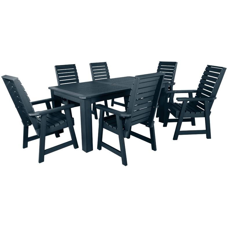 Weatherly 7-piece Outdoor Dining Set - 42" x 72" Table, Dining-height - Federal Blue