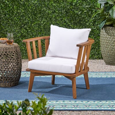 Roomfitters Outdoor Acacia Wood Patio Club Chair with Thick Waterproof Cushion, Deep Seating for Balcony