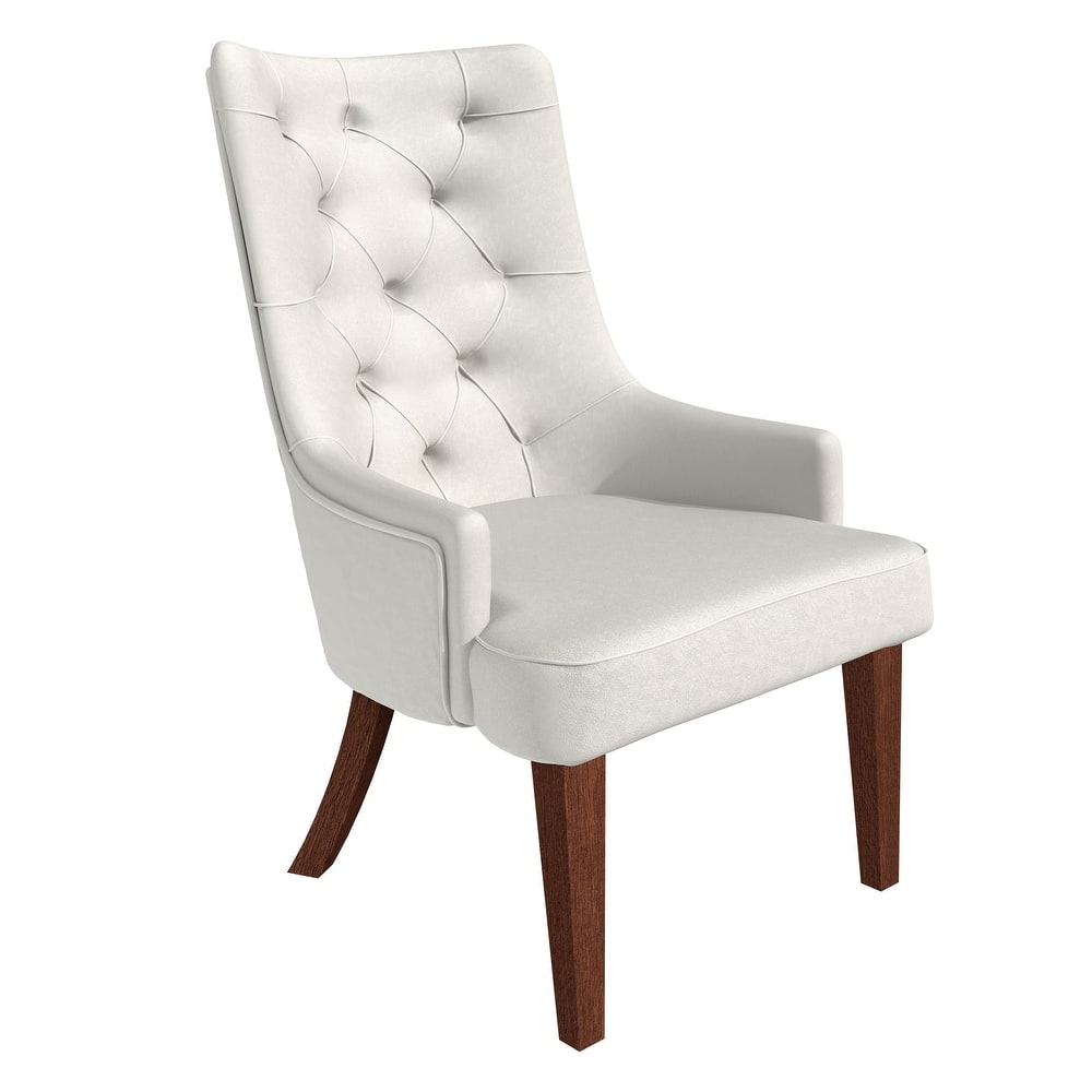 Dining Chair in Leather/Velvet Diamond-Tufted Design Side Chair in Rubberwood