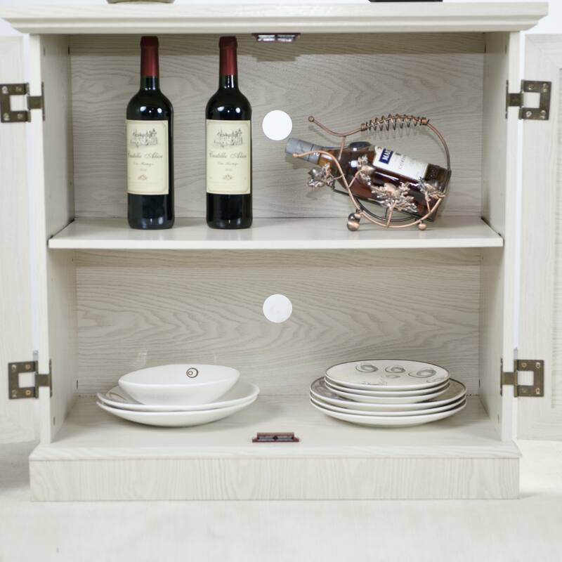 Anmytek 2 Door Acrylic Mirrored Sideboard Cabinet White Wood Grain