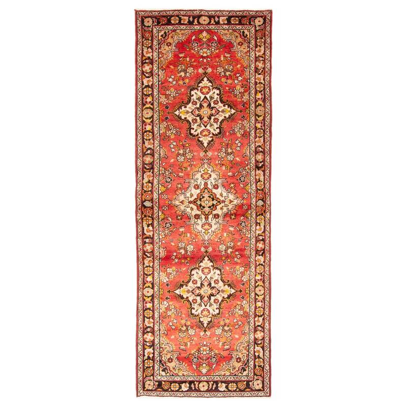 ECARPETGALLERY Hand-knotted Andelz Red Wool Rug - 3'4 x 9'11 - Red - 3'4 x 9'11
