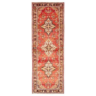 ECARPETGALLERY Hand-knotted Andelz Red Wool Rug - 3'4 x 9'11