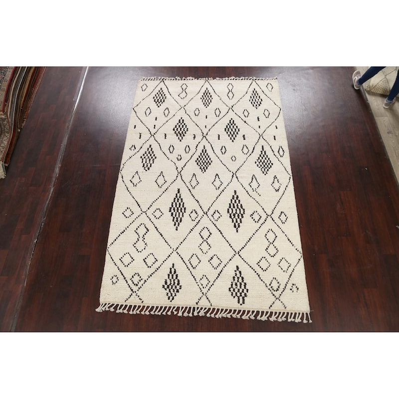 Tribal Vegetable Dye Moroccan Berber Oriental Area Rug Wool Handmade - 6'1" x 9'4"