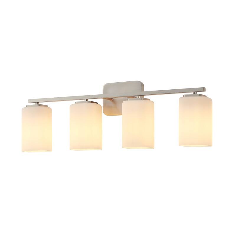 KAWOTI Modern & Contemporary Vanity Light with Frosted Glass Shade - 4-Light(W28.5'')