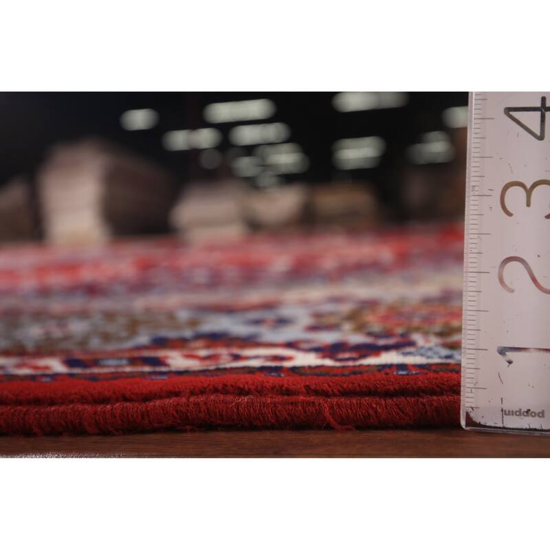 Red Kashan Turkish Area Rug Machine Made Floral Carpet - 9'7" x 12'7"