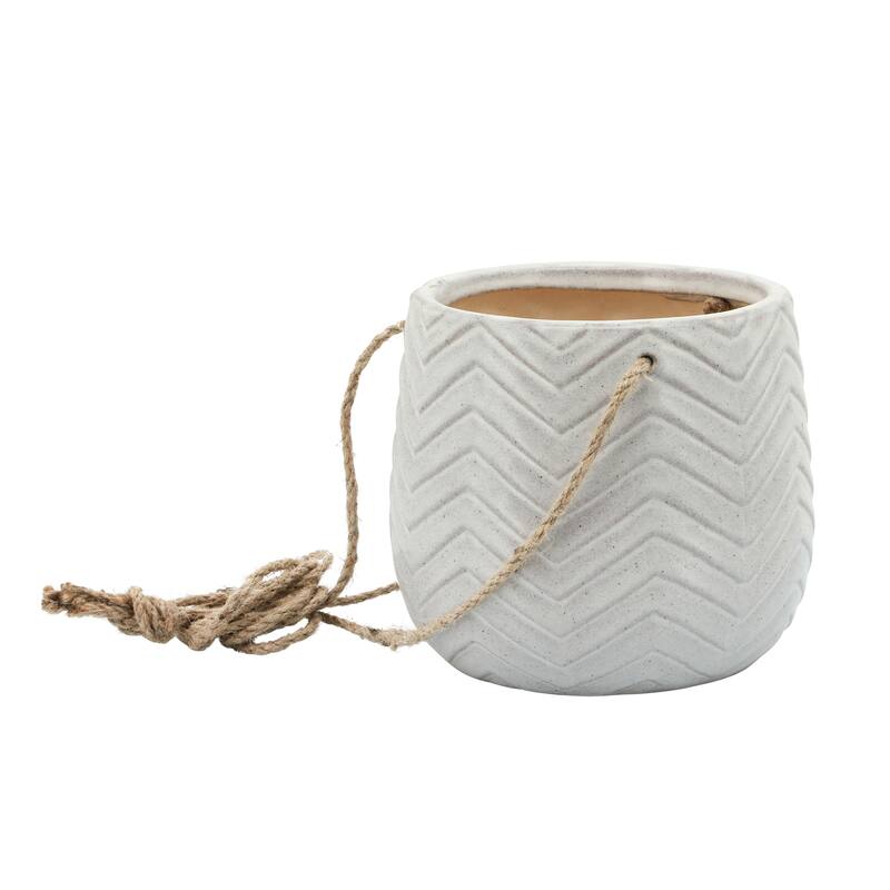 Sagebrook Home Neutral Textured Ceramic Hanging Planter