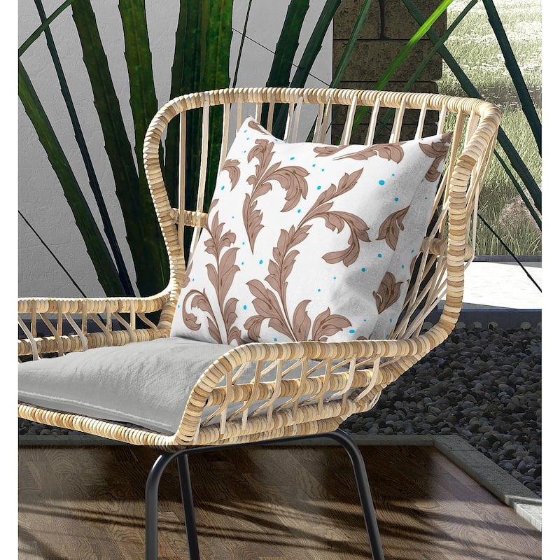 Petal Perfection Indoor/Outdoor Reversible Throw Pillow White and Brown