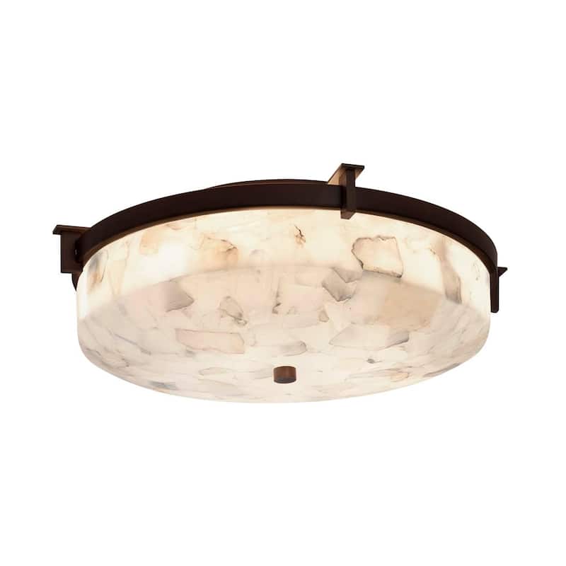 Justice Design Group Alabaster Rocks! Era Dark Bronze 14-inch Round Flush Mount, Alabaster Rocks Shade
