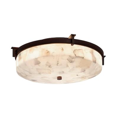 Justice Design Group Alabaster Rocks! Era Dark Bronze 14-inch Round Flush Mount, Alabaster Rocks Shade