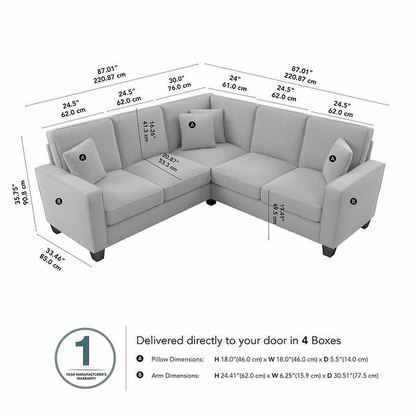 Stockton 87W L Shaped Sectional Couch by Bush Furniture Bed Bath