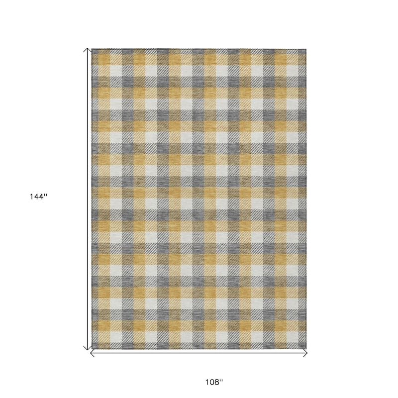 HomeRoots Plaid Transitional Rectangle Outdoor Rug
