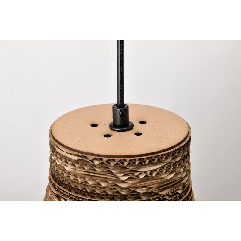 Matte Black Modern Nordic Style 1-Light Pendant Light with Natural Brown Origami Paper Shade