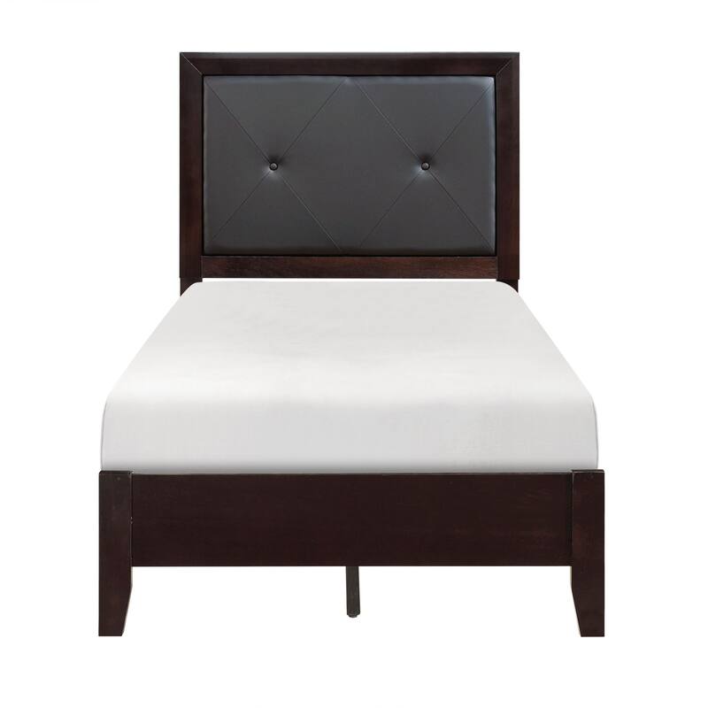 Contemporary Espresso Finish 3pc Bedroom Set Bed and Two Nightstands