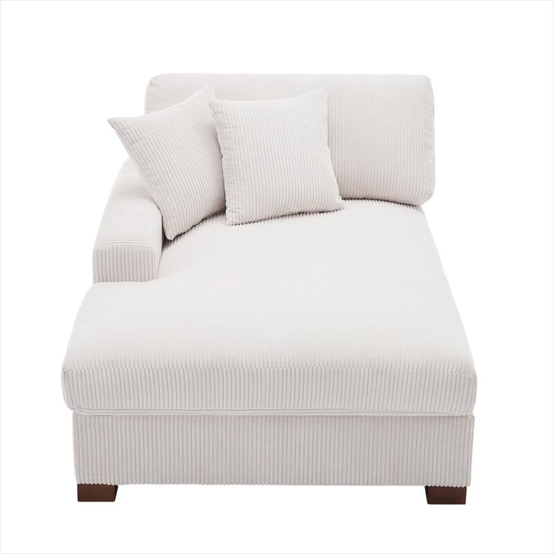 Modern Corduroy Indoor Chaise Lounge Couch with Pillows